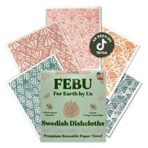 Panos de prato suecos FEBU, pacote com 5 selos, toalhas de papel reutilizáveis