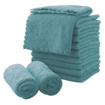 Panos faciais MOONQUEEN, microfibra, secagem rápida, pacote com 12 unidades, azul-petróleo