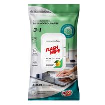 Panos Umedecidos de limpeza Desengordurantes Flash Wipe Citrus com 40un Panos Umedecidos de limpeza Desengordurantes Flash Wipe Citrus com 40un