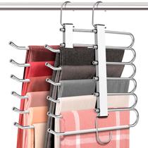 Pant Hangers HUITEM 6 camadas em aço inoxidável branco que economiza espaço Pant Hangers HUITEM 6 camadas em aço inoxidável branco que economiza espaço