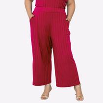 Pantacourt Canelado Viscose Antipeeling Feminina Plus Size