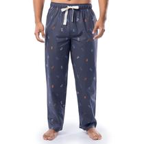 Pantalón de pijama para hombre IZOD ajuste relajado, popelina estampada, con cordón, color azul marino