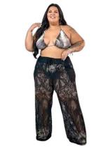 Pantalona Fem Arrastão Moda Praia/Verão Plus Size Curvy