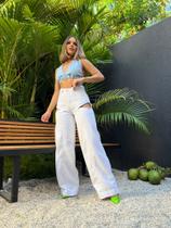 Pantalona recorte vazado branca