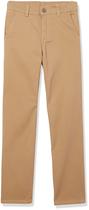 Pantalones IZOD para Niños Grandes, Frente Plano, Sarga, Caqui Quemado, Talla 10 Slim