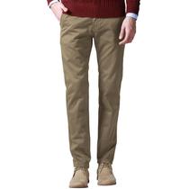 Pantalones Slim Tapered de Hombre, Frente Plano, Casual, Talla 38, Color Caqui Claro Pantalones Slim Tapered de Hombre, Frente Plano, Casual, Talla 38, Color Caqui Claro