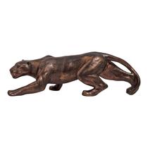 Pantera De Gesso Andando Estátua Decoração Bronze Poder 35cm