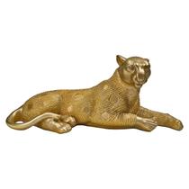 Pantera Felino Poder Deitada Preto/Branco/Dourada/Prata 33cm