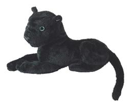 Pantera Preta Pelúcia Deitada Cabeça Durinha 30Cms