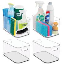 Pantry Organizer Bin Stori Bliss de plástico transparente de 10 x 6 polegadas, conjunto de 4