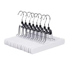 Pants Hangers Amber Home White Wooden com veludo antiderrapante (10)