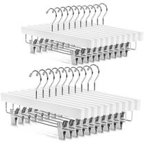 Pants Hangers Nature Smile Deluxe de madeira com 2 clipes, pacote com 20