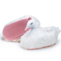 Pantufa 3D Cisne Branco e Rosa Solado Borracha Antiderrapante Tamanho 39/41 G Fofa Confortável Importway IWP3DC3941