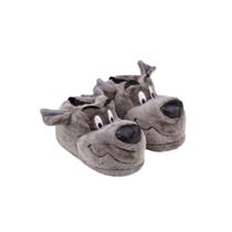 Pantufa 3D Conforto Pelúcia Pet Cachorro Scooby Cinza Adulto