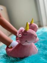 Pantufa 3D Unicórnio Rosa infantil e adulto