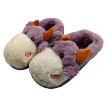 Pantufa 3d Vaca infantil Solado De Borracha Bichinho Vaquinha Pelúcia Inverno 1 par Pantufa 3d Vaca infantil Solado De Borracha Bichinho Vaquinha Pelúcia Inverno 1 par