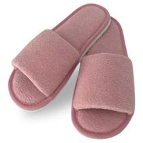 Pantufa Aberta Feminina Pelúcia Chinelo De Quarto Slide Conforto Para Seus Pés Com Solado Antiderrapante