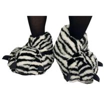 Pantufa Adulta de Pelúcia Fofinha Pé de Monstro Zebra