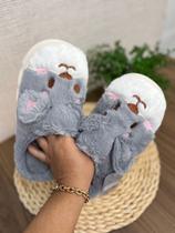 Pantufa Adulto Gatinho Peluciada Antiderrapante Inverno