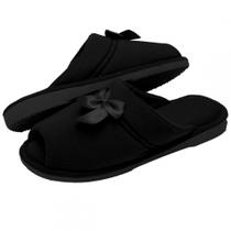 Pantufa Anatômica Malha com laço Cetim - PUFF - Preto - 35/36