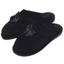 Pantufa Anatômica Plush com Laço Cetim PUFF - Preto - 35/36