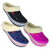 Pantufa babuche 2 em 1 pelo forro removível chinelo sandalia inverno verão confortavel leve macio infantil adulto BGX72X - Yvate