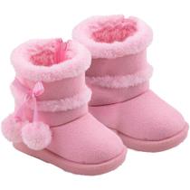 Pantufa Bota Infantil Feminina Rosa com Pompom GZT Ref.0320