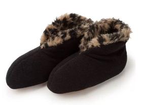 Pantufa Botinha Feminina Preta Estampa Onça Cotton Ref.14001