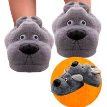 Pantufa Cachorro Dog Beagle Cinza Antiderrapante Pelúcia Fechada Dormir Criativa Confortável Infantil Chinelo De Quarto