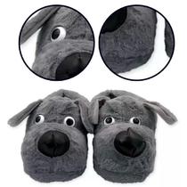 Pantufa Cachorro Dog Beagle Cinza Antiderrapante Unissex Fechada Bichinho Térmico Dormir Pijama Chinelo De Quarto - Rocie