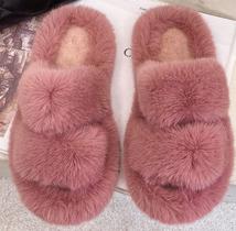 Pantufa Chinelo Aberto De Pelúcia Feminino Para Inverno Frio - Fênix