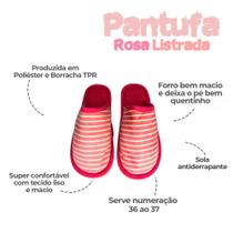 Pantufa Chinelo Feminina com Listras Pink 36/37