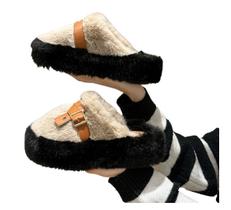 Pantufa Chinelo Feminino Peludo Confortável Antiderrapante