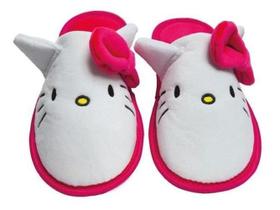 Pantufa Chinelo Hello Kitty Adulto - Rosa E Branco - 35X36