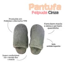 Pantufa Chinelo Unisex Inverno Felpuda 40/41 Cinza