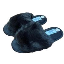 Pantufa Confort Pelúcia Preta Acolchoada Antiderrapante