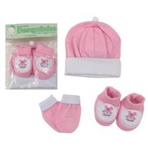 Pantufa de bebe infantil + luvinha + touca várias cores