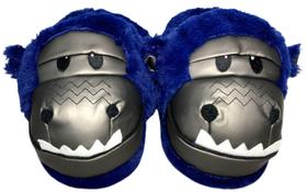 Pantufa De Pelúcia 3d Adulto Gorila Macaco Azul - Unissex Masculino E Feminino - Ricsen - Tamanho 37/39