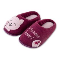 Pantufa Feminina Ante Derrapante Chinelo de Quarto Bordado