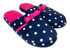 Pantufa Feminina Gasf Poá Azul Com Rosa