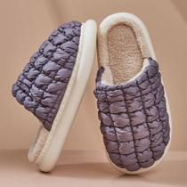 Pantufa Feminino Masculino Adulto Com Pelo Listrada Pelúcia de quarto veludo Inverno e frio chinelo