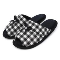 Pantufa Flexível Infantil em Atoalhado e Viscolycra Xadrez com Laço - Preto - 27/28