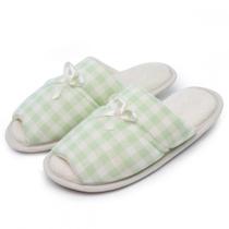 Pantufa Flexível Infantil em Atoalhado e Viscolycra Xadrez com Laço - Verde - 27/28