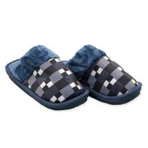 Pantufa fofinha quentinha inverno Masculina Xadrez Azul 40/41 meninos e meninas