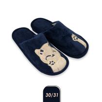 Pantufa Gatinho Infantil Azul Tam. 30/31