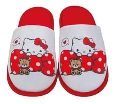 Pantufa Hello Kitty Laço - Branco E Vermelho - 29X30