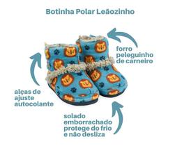 Pantufa Infantil Botinha Bebê Leãozinho Azul Bicho Ferpa