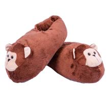 Pantufa Infantil de Pelúcia Modelo Macaco Sola Antiderrapante Pantufa Infantil de Pelúcia Modelo Macaco Sola Antiderrapante