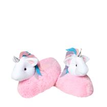 Pantufa Infantil de Unicórnio Rosa Sola Antiderrapante