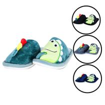 Pantufa Infantil Pelucia de Dinossauro 3d para Frio Inverno Confortável Pantufa Infantil Pelucia de Dinossauro 3d para Frio Inverno Confortável